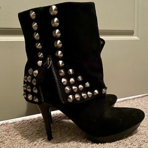 Gently Used Real Suede Black Studded Boots